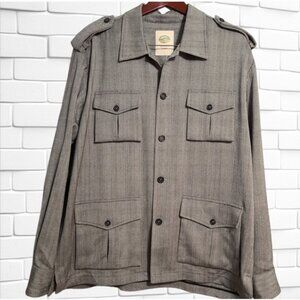 Ramblers Way USA Made Men's Field Shirt Jacket Herringbone Black/Blond Size L